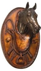 Coat Hook Plaque Horse Noble Equestrian Cast Resin Hand Painted OK Casting