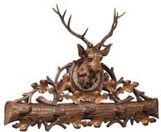 Wall Coat Hook Royal Stag Head Deer Oak Leaves 5-Hook Hand Painted OK Casting