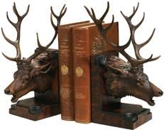 Bookends Bookend MOUNTAIN Lodge Calling Elk Head Large Chocolate Brown Resin