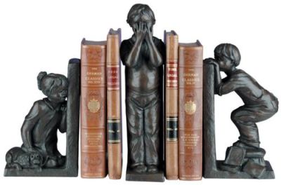 Bookends Bookend TRADITIONAL Lodge Large 3-Piece Bronze Ebony Black Resin
