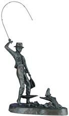 Sculpture Statue Fly Fishing Trout Fisherman Windler Hand Painted OK Casting