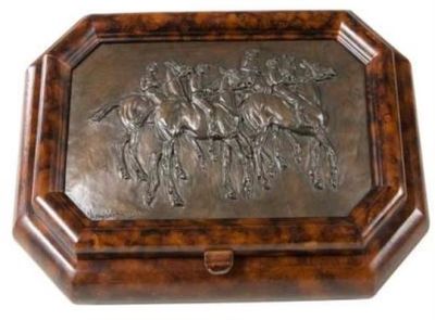 Jewelry Box EQUESTRIAN Lodge Jockeys on Their Horses Horse Jockey Rectangular