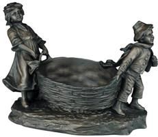 Centerpiece TRADITIONAL Lodge Kids Carrying Basket Children Ebony Black Resin