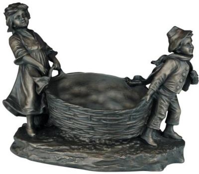 Centerpiece TRADITIONAL Lodge Kids Carrying Basket Children Ebony Black Resin