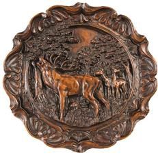 Decorative Plate MOUNTAIN Lodge Bugline Elk in Forest Resin Hand-Cast