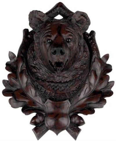 Hunting Trophy Sculpture MOUNTAIN Lodge Bear Chocolate Brown Resin Hand-Painted