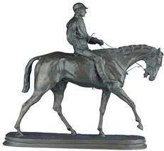 Sculpture EQUESTRIAN Lodge Jockey Boy Large Ebony Black Resin Hand-Cast
