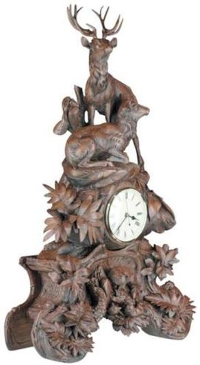 Clock MOUNTAIN Lodge Pair of Majestic Elk Ferns Leaves Mother Fox and Her Young