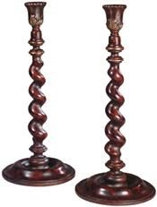 Candlesticks Pair Barley Twist Traditional OK Casting Hand Made Antique Look New