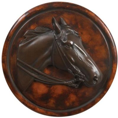 Plaque EQUESTRIAN Lodge Horse Head Bronze Resin Hand-Painted Hand-Cast P