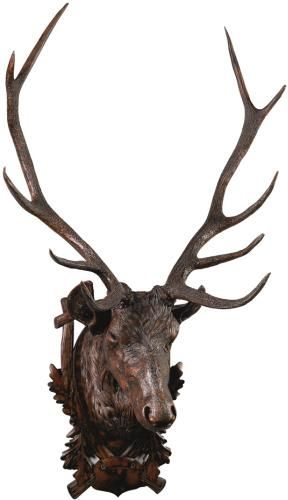 Wall Trophy Stag Head Lifesize Rustic Deer Hand Painted Brown Resin OK Casting