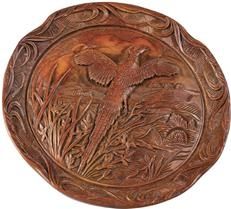 Plaque MOUNTAIN Lodge Flying Pheasant Birds Resin Hand-Painted Relief Carved