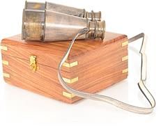 Binoculars Traditional Antique Leather Overlay Wood Box