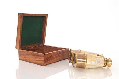 Binoculars Traditional Antique Mother of Pearl Wood Box