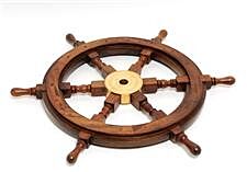 Ship Wheel Nautical 24-In Rosewood Brass
