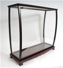 Display Case Traditional Antique Curved Sides Painted Dark Mahogany Plexiglass