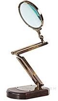 Magnifying Glass Black Shiny Wood Base Brass Adjustable