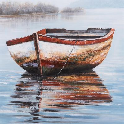 Oil Painting Contemporary Boat Boats Sailing Multi-Color Pine Polyester Canvas