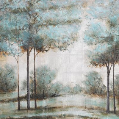 Oil Painting Contemporary Trees Multi-Color Polyester Canvas Pine Hand-Painted