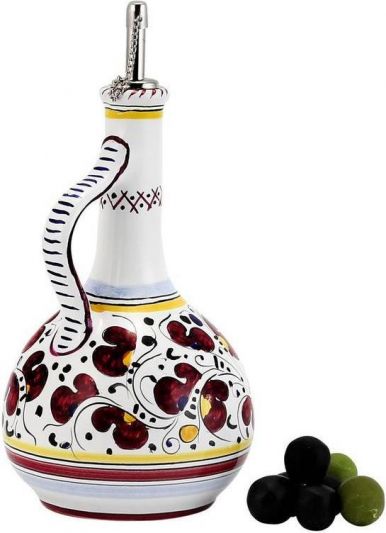 Olive Oil Bottle Deruta Majolica Orvieto Rooster Red Ceramic Dishwasher Safe
