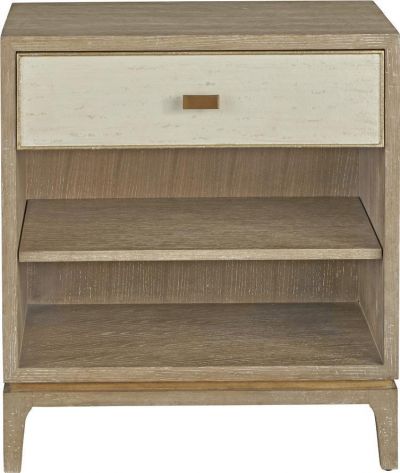 Open Cabinet PORT ELIOT Cerused Oak Lefleur White Face Gold Accents 1 -D