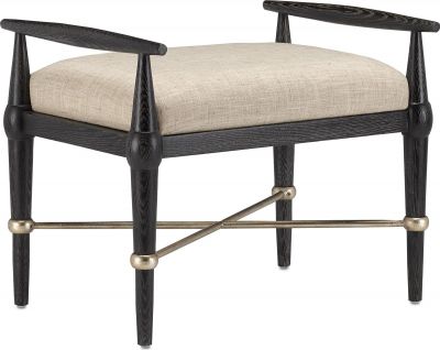 Ottoman CURREY PERRIN Mid-Century Modern Silver Granello Natural Ebonised Taupe