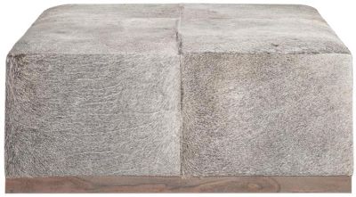 Ottoman FELIX Large Frosted Hide Top-Grain Leather Birch