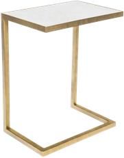 Accent Table ARIA Antique Brass White Marble Metal