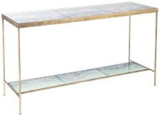 Console Antique Gold Glass Shelf Solid Amethyst 2 -Shelf