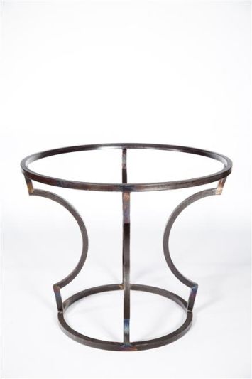 Dining Table CHARLES Round Top 48-In Dark Brown Copper Metal
