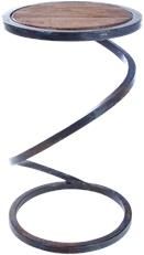 Accent Table Spiral Round Ebony Black Wood Top Metal