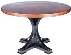 Dining Table WINSTON Round Top Pedestal Base 48-In Copper Metal