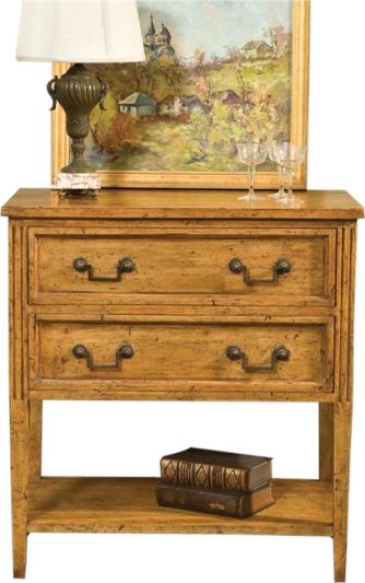Lamp Table Port Eliot Louis XV Rococo Pine Wood Fluting, Two Paneled Drawers