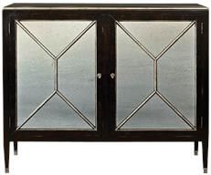Sideboard Port Eliot Regency Antiqued Black Silver Antiqued Mirrored 2-Doors