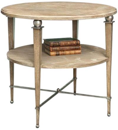 Side Table Port Eliot Italian X-Stretcher European Cherry Gold Metal Round