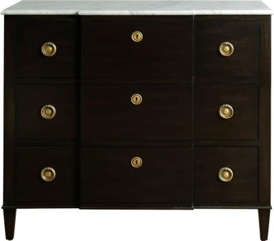 Chest of Drawers Louis XVI Port Eliot French Black Breakfront White Marble Top