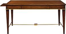 Writing Desk PORT ELIOT Hand-Rubbed Mahogany Brass Stretchers Gold Painted