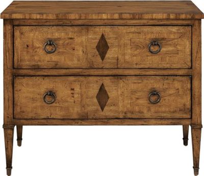 Chest of Drawers PORT ELIOT Italian Tapered Legs Hand-Rubbed Knotty Pecan Brass