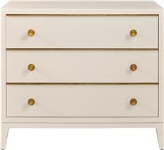 Chest of Drawers PORT ELIOT French White Lacquer Gold Gild Accents Solid Brass