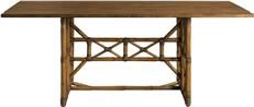 Dining Table PORT ELIOT Gate Leg Flip-Top Knotty Pecan Leather-Wrapped Rattan