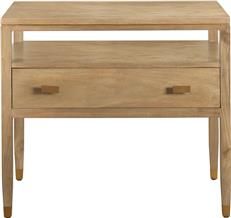 Side Table Port Eliot Bleached Wood Open Cubby Shelf 1-Drawer Simple Modern