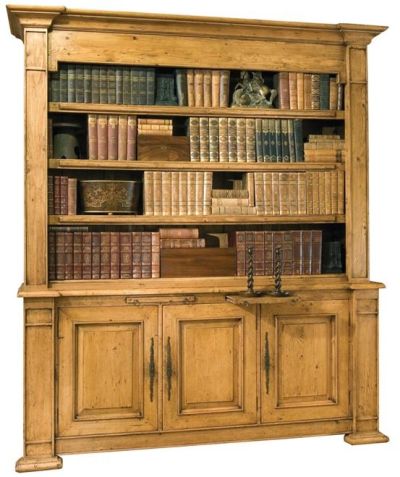 Bookcase Port Eliot French Provincial Olde European Pine Open Shelves 3-Doors