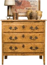 Chest of Drawers Port Eliot French Serpentine Fluted Frieze Pine Wood 3Drawer