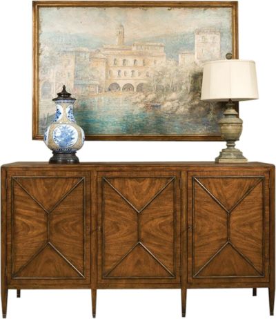 Credenza Port Eliot Regency Mahogany Crossband Mouldings Brass Three Doors