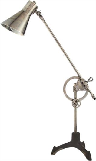 Table Lamp Raymond Art Deco Mid-Century Modern Adjustable Brass Nickel Pewter