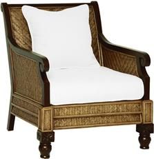 Arm Chair PADMAS PLANTATION TRINIDAD Colonial Herringbone Weave Chestnut