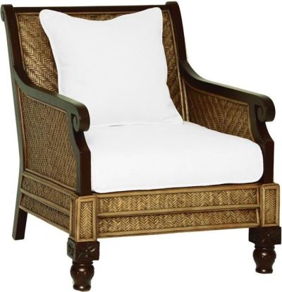 Arm Chair PADMAS PLANTATION TRINIDAD Colonial Herringbone Weave Chestnut