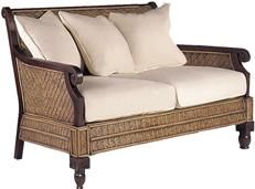 Loveseat PADMAS PLANTATION TRINIDAD Colonial Herringbone Weave Chocolate