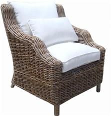 Lounge Chair PADMAS PLANTATION TENERIFE Wing Back Washed Kubu Rattan