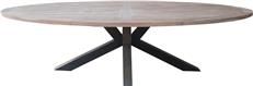 Dining Table PADMAS PLANTATION CHIARA Pedestal Base Oval Recycled Teak Aluminum